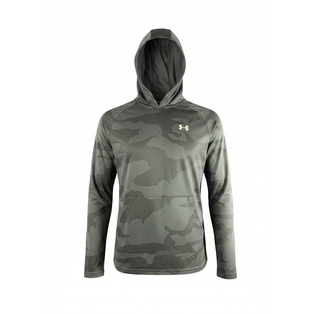 UNDER ARMOUR Fish Elite Hoodie Mens M Gray Camo UPF 40 Fishing Performance